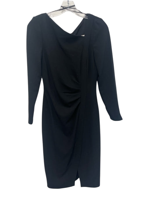 L.K. Bennett Size 4 Black Polyester Blend Asymmetric Neckline Sheath Dress Black / 4