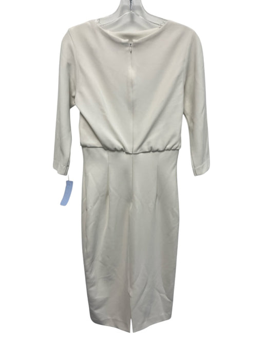 Badgley Mischka Size XS White Polyester Blend Cowl Neck Below Knee Sheath Dress White / XS