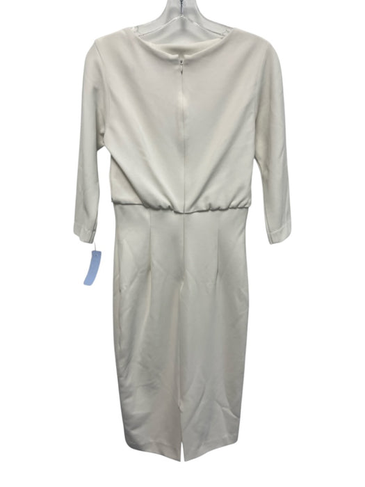 Badgley Mischka Size XS White Polyester Blend Cowl Neck Below Knee Sheath Dress White / XS