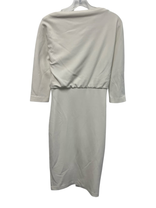 Badgley Mischka Size XS White Polyester Blend Cowl Neck Below Knee Sheath Dress White / XS