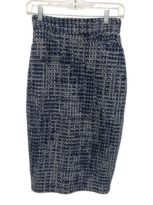 Ann Mashburn Size 0 Mixed Blues Cotton Blend Tweed Pencil Below knee Skirt Mixed Blues / 0