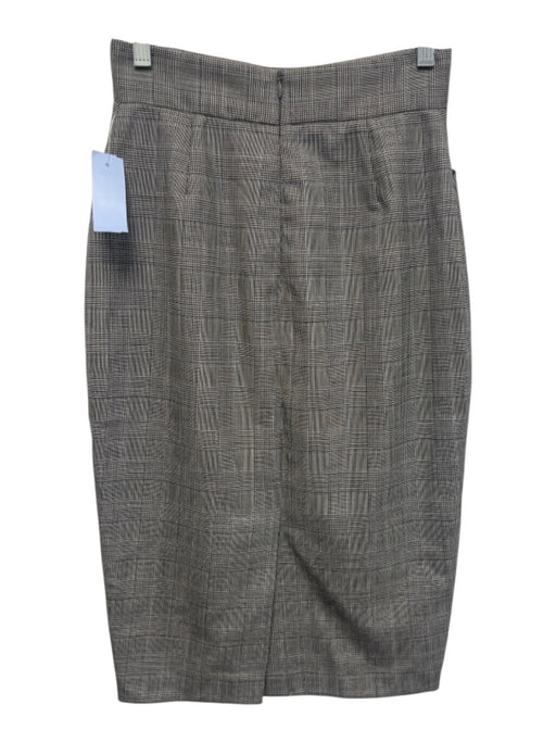 Ann Mashburn Size 2 Gray, Black, Blue Wool Houndstooth Plaid Below Knee Skirt Gray, Black, Blue / 2