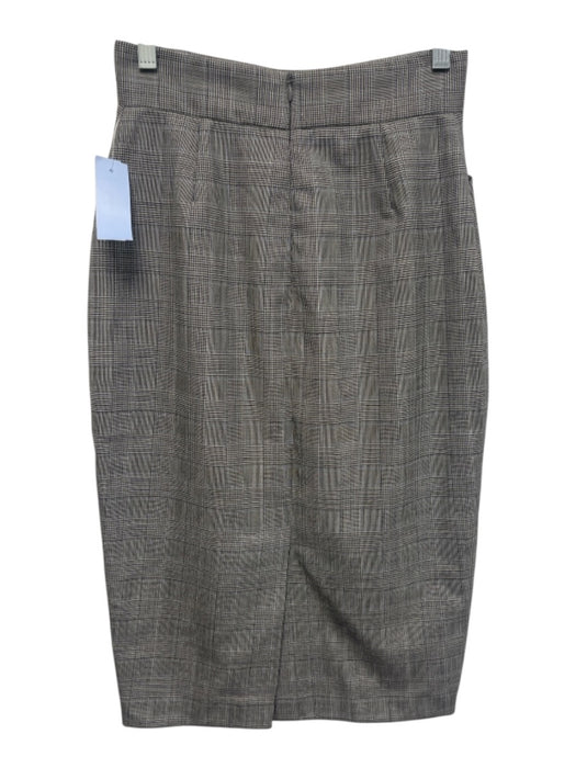 Ann Mashburn Size 2 Gray, Black, Blue Wool Houndstooth Plaid Below Knee Skirt Gray, Black, Blue / 2
