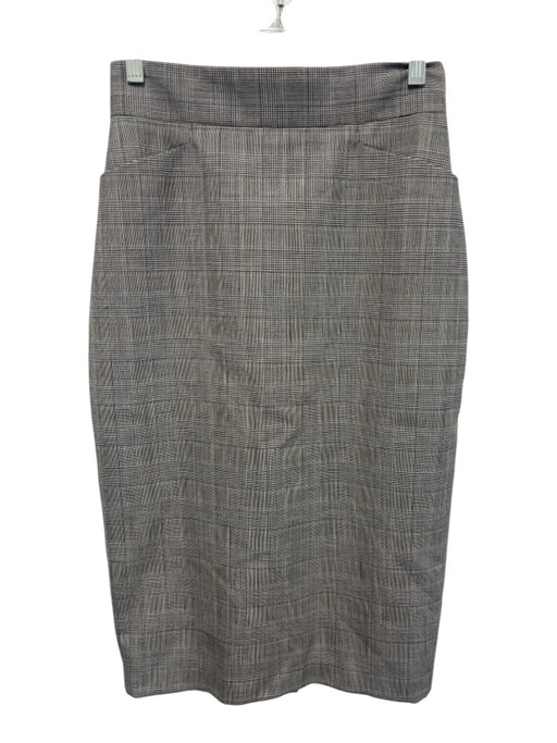 Ann Mashburn Size 2 Gray, Black, Blue Wool Houndstooth Plaid Below Knee Skirt Gray, Black, Blue / 2