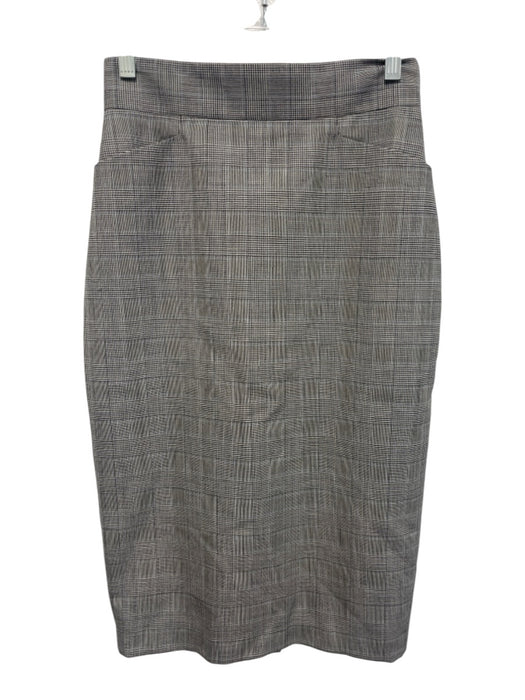 Ann Mashburn Size 2 Gray, Black, Blue Wool Houndstooth Plaid Below Knee Skirt Gray, Black, Blue / 2