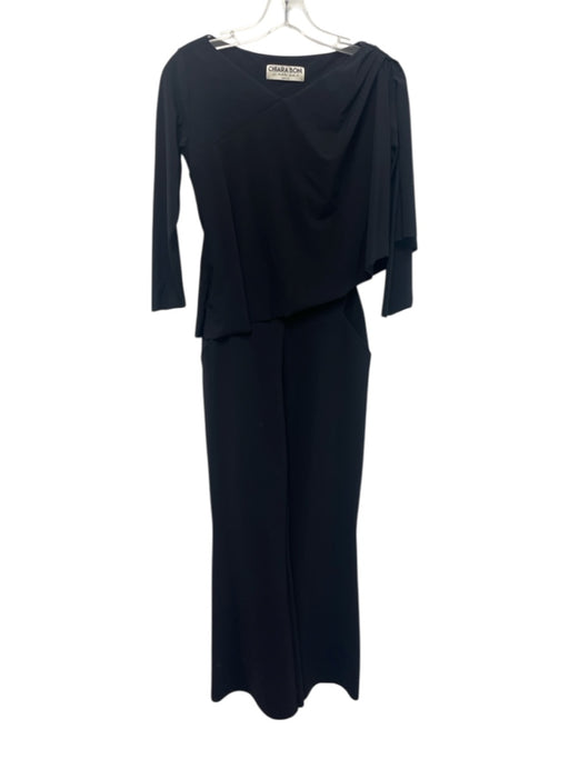 Chiara Boni Size 40 / s Black Polyamide Blend Half Sleeve Draped Detail Jumpsuit Black / 40 / s