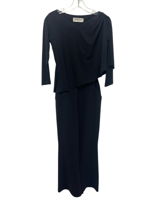 Chiara Boni Size 40 / s Black Polyamide Blend Half Sleeve Draped Detail Jumpsuit Black / 40 / s