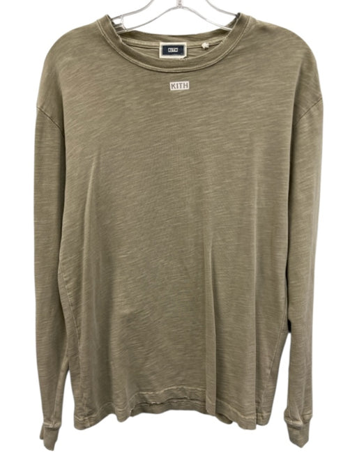 Kith Size XS Beige Cotton Solid T shirt Crew Men's Long Sleeve Shirt Beige / XS