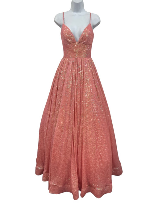 Sherri Hill Size 2 Pink Polyester Sleeveless Sequin Balloon Corset Back Gown Pink / 2