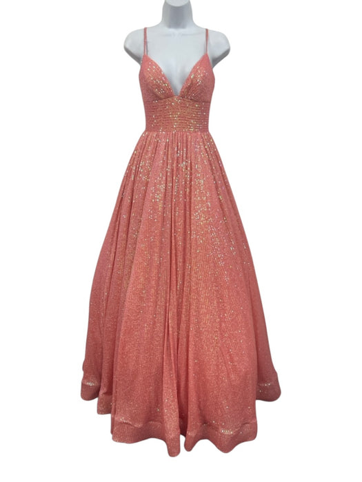 Sherri Hill Size 2 Pink Polyester Sleeveless Sequin Balloon Corset Back Gown Pink / 2