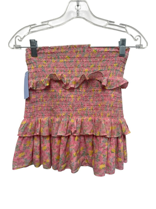 Love Shack Fancy Size S Pink & Multi Cotton Smocked Floral Above Knee Skirt Set Pink & Multi / S