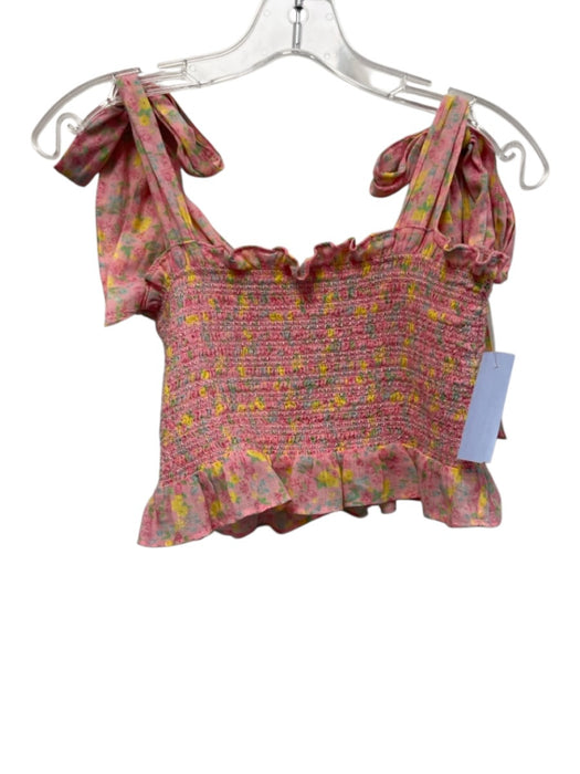 Love Shack Fancy Size S Pink & Multi Cotton Smocked Floral Above Knee Skirt Set Pink & Multi / S