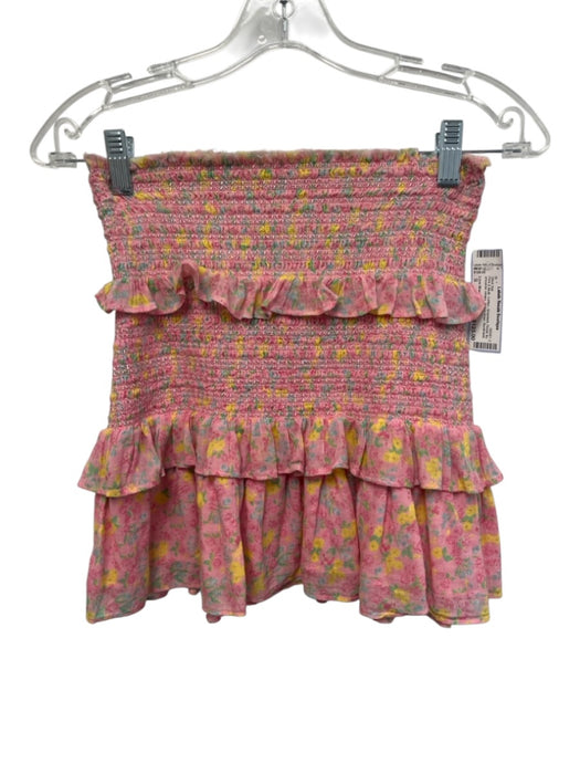 Love Shack Fancy Size S Pink & Multi Cotton Smocked Floral Above Knee Skirt Set Pink & Multi / S