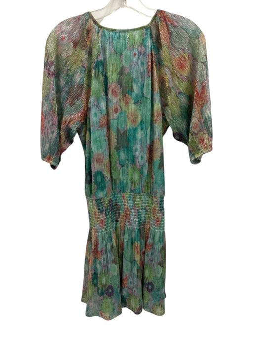 Ramy Brook Size Small Turquiose & Multicolor Polyester Blend Metallic Dress Turquiose & Multicolor / Small