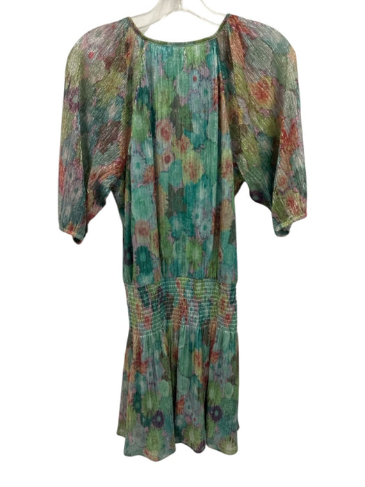 Ramy Brook Size Small Turquiose & Multicolor Polyester Blend Metallic Dress Turquiose & Multicolor / Small