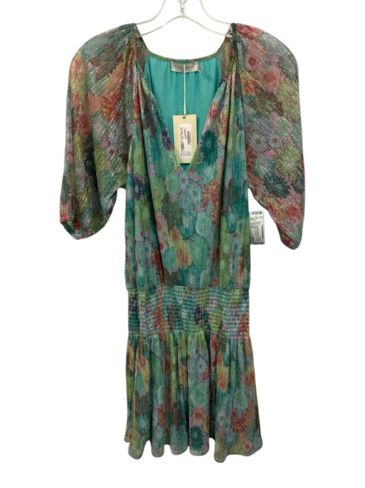 Ramy Brook Size Small Turquiose & Multicolor Polyester Blend Metallic Dress Turquiose & Multicolor / Small