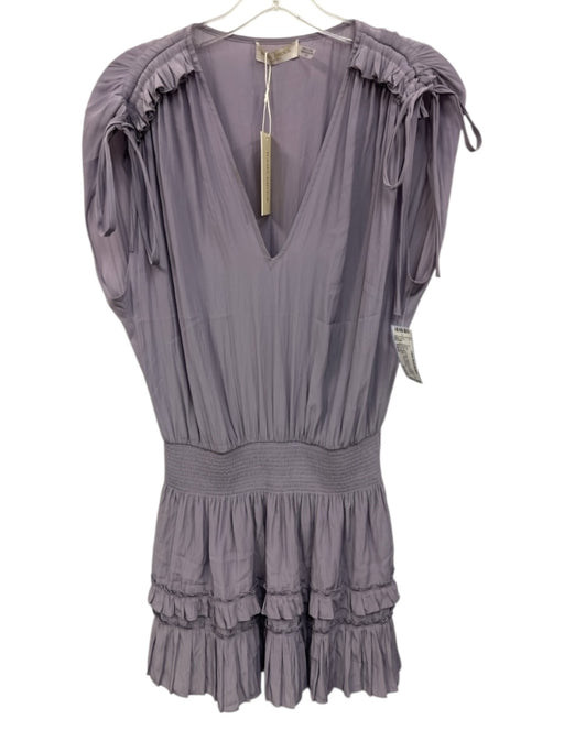 Ramy Brook Size Small Lavendar Polyester Smocked Waist Band Short Sleeve Dress Lavendar / Small