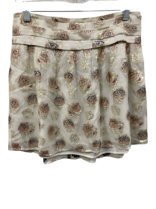 Zero Degrees Celsius Size Medium Cream, Pink, Gold Metallic Roses Mini Skirt Cream, Pink, Gold / Medium