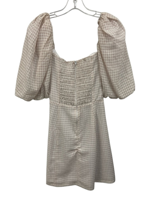 Koch Size Medium Beige & White Polyester Checkered Gingham Dress Beige & White / Medium