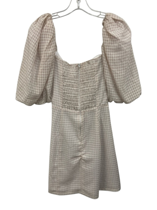 Koch Size Medium Beige & White Polyester Checkered Gingham Dress Beige & White / Medium