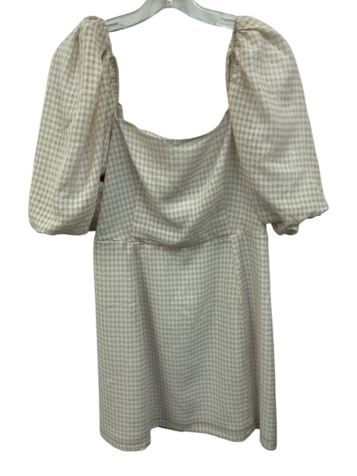 Koch Size Medium Beige & White Polyester Checkered Gingham Dress Beige & White / Medium