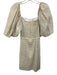 Koch Size XS Ivory Cotton Blend Metallic Thread Short Balloon Sleeve Dress Ivory / XS