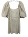 Koch Size XS Ivory Cotton Blend Metallic Thread Short Balloon Sleeve Dress Ivory / XS