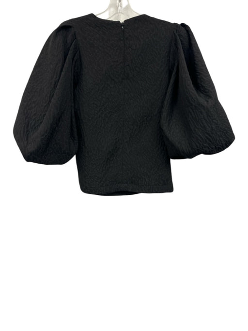Essential Antwerp Size 32/XS Black Polyester Blend Jacquard Balloon Sleeve Top Black / 32/XS