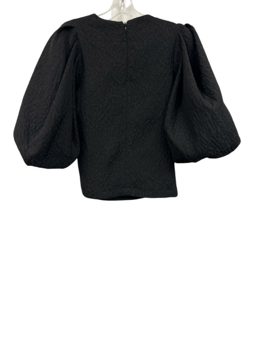 Essential Antwerp Size 32/XS Black Polyester Blend Jacquard Balloon Sleeve Top Black / 32/XS