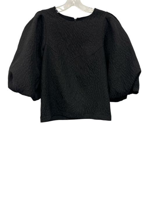 Essential Antwerp Size 32/XS Black Polyester Blend Jacquard Balloon Sleeve Top Black / 32/XS