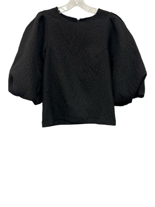 Essential Antwerp Size 32/XS Black Polyester Blend Jacquard Balloon Sleeve Top Black / 32/XS