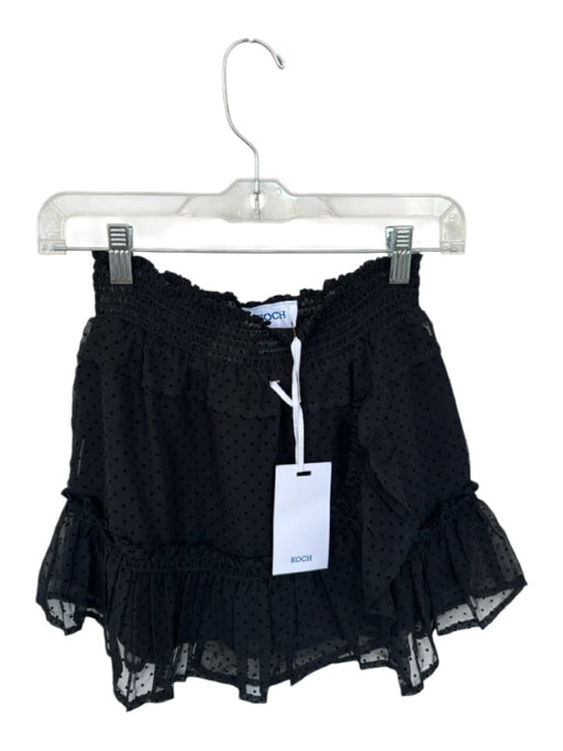 Koch Size XS Black Polyester Smocked Waist Band Swiss Dot Mini Skirt Black / XS
