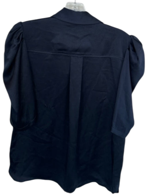Ramy Brook Size M Navy Polyester Short Sleeve Button Down Cargo Pockets Top Navy / M