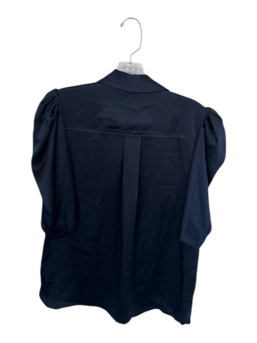 Ramy Brook Size M Navy Polyester Short Sleeve Button Down Cargo Pockets Top Navy / M