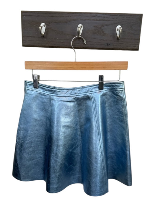Loveshackfancy Size 6 Blue Lamb leather Side Zip Metallic Mini Skirt Blue / 6