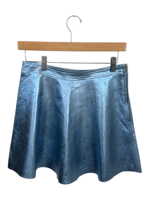 Loveshackfancy Size 6 Blue Lamb leather Side Zip Metallic Mini Skirt Blue / 6