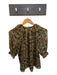 Ulla Johnson Size 2 Brown & Green Silk Short Balloon Sleeve Paisley metallic Top Brown & Green / 2