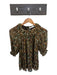 Ulla Johnson Size 2 Brown & Green Silk Short Balloon Sleeve Paisley metallic Top Brown & Green / 2