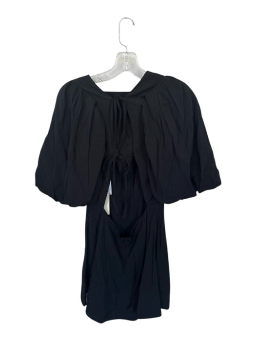 The Femm Size M Black Polyester 3/4 Balloon Sleeve Back Tie Open Back Dress Black / M