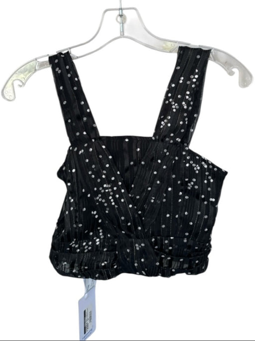 Koch Size XS Black & White Polyester Sleeveless Polka Dot Metallic Thread Top Black & White / XS