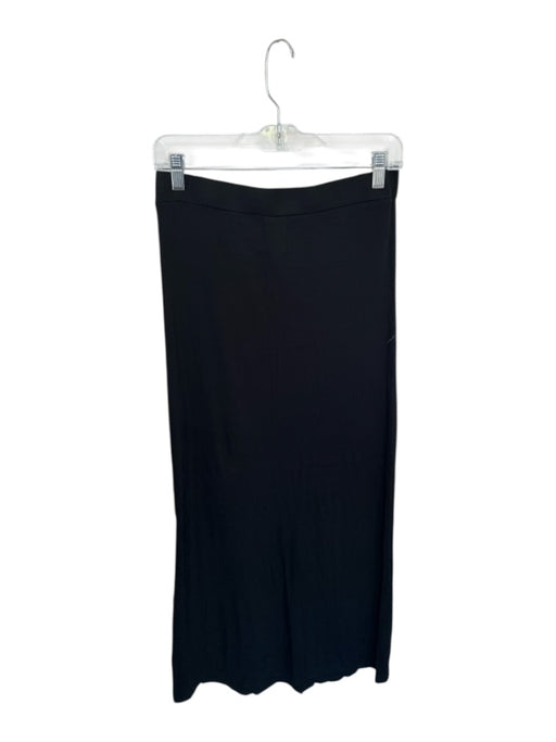 Sundays Size M Black Modal Blend Elastic Waist Ribbed Side Slit Maxi Skirt Black / M
