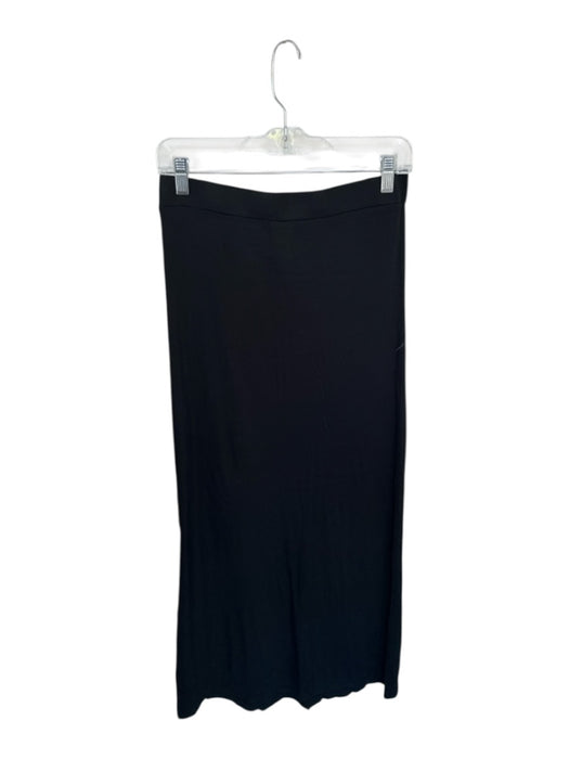 Sundays Size M Black Modal Blend Elastic Waist Ribbed Side Slit Maxi Skirt Black / M
