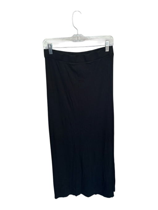 Sundays Size M Black Modal Blend Elastic Waist Ribbed Side Slit Maxi Skirt Black / M