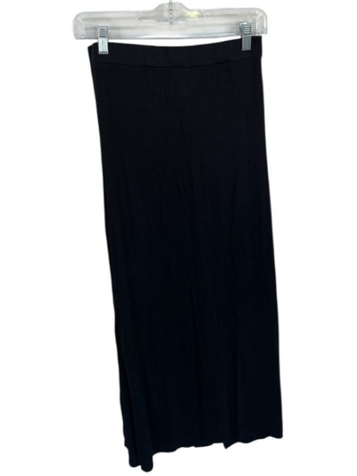 Sundays Size S Black Modal Blend Elastic Waist Ribbed Side Slit Maxi Skirt Black / S