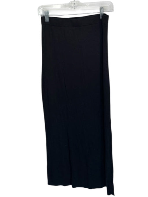Sundays Size S Black Modal Blend Elastic Waist Ribbed Side Slit Maxi Skirt Black / S