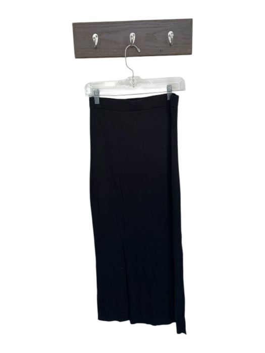 Sundays Size S Black Modal Blend Elastic Waist Ribbed Side Slit Maxi Skirt Black / S