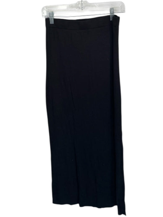 Sundays Size S Black Modal Blend Elastic Waist Ribbed Side Slit Maxi Skirt Black / S