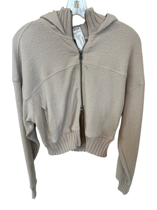 Sundays Size S Bone Polyester Blend Hood Textured Full Zip Jacket Bone / S