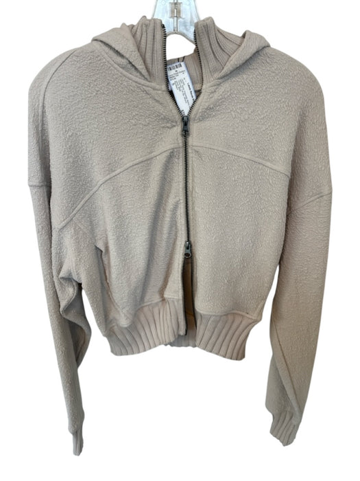 Sundays Size S Bone Polyester Blend Hood Textured Full Zip Jacket Bone / S