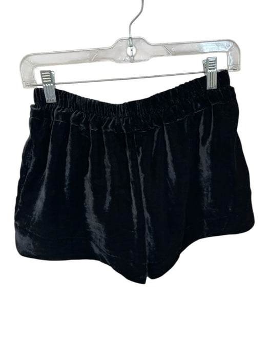 Secular Size S Black Velvet Elastic Waist Bubble Hem Shorts Black / S